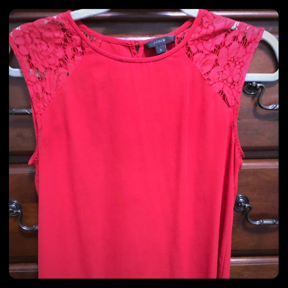 J Crew- red sleeveless blouse